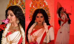 দেবী দুর্গার সাজে পরীমনি